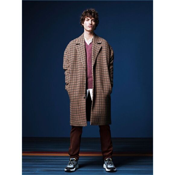 Zara Man Size M Brown Wool Plaid Check Oversized Long NEW Coat Office Modern - Picture 3 of 14